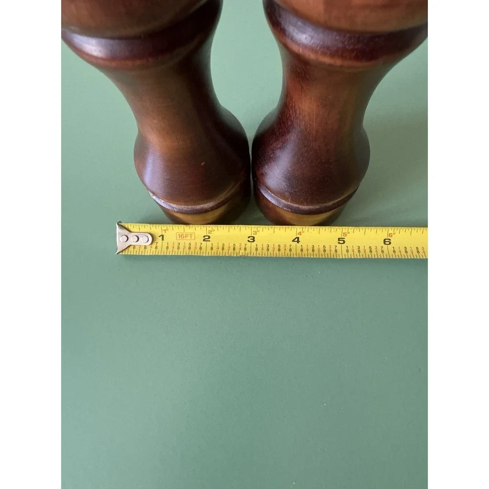 Vintage Mr. Dudley Solid Wood Pepper Grinder Mill & Salt Shaker Set Brown